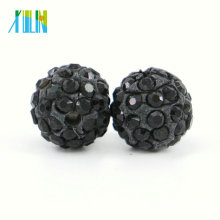 Hot Sale Jet Color Rhinestone Disco Pave Loose Shamballa Ball Beads Size 4mm-18mm , IB00102 - Jet